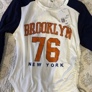 Forever 21 Kids Brooklyn 76 Raglan Shirt - White and Navy